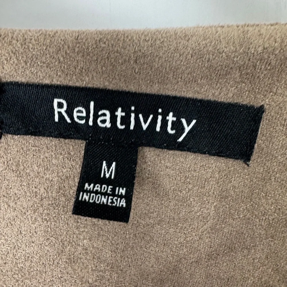 Relativity Women's Draped Faux‎ Suede Waterfall Jacket M Dark Stone Brown